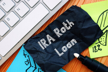 Business concept meaning IRA Roth Loan with inscription on the page.