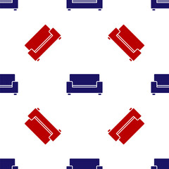 Blue and red Sofa icon isolated seamless pattern on white background. Vector.