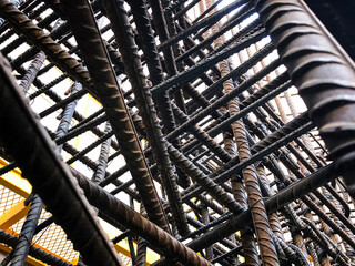 Metal framework of concrete monolithic structure.Reinforcement of concrete walls