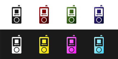 Set Music player icon isolated on black and white background. Portable music device. Vector.
