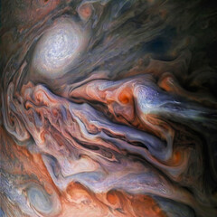 Die unglaubliche Schönheit der Atmosphäre des Jupiter. Jovian enge Begegnung. Jupiters Oberfläche. Von der NASA bereitgestellte Bildelemente