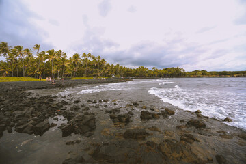  Black sand, Punaluu Beach, Big island, Hawaii