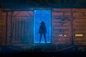 silhouette of a person in a subway © augusto