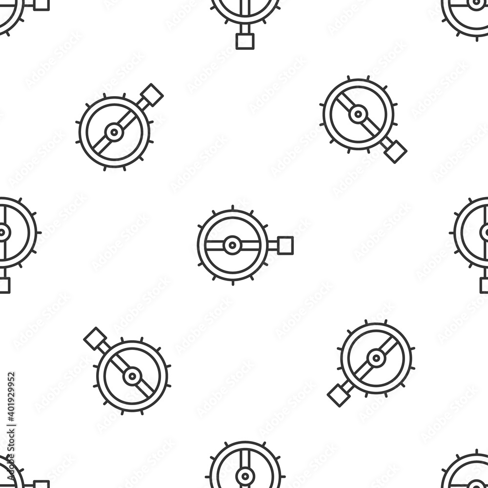 Sticker grey line trap hunting icon isolated seamless pattern on white background. vector.