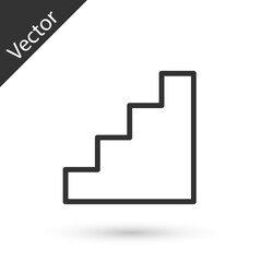 Grey line Staircase icon isolated on white background. Vector.