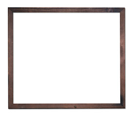 Simple black thin wooden picture frame border for modern wall isolated on white background