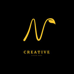 Initial letter N with leaf logo vector concept element. letter N monogram, with organic leaf fit for company and business
