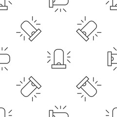 Obraz premium Black Flasher siren icon isolated on white background. Emergency flashing siren. Yellow square button. Vector.