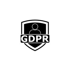 GDPR shield icon isolated on white background