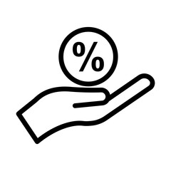 Discount line icon. hand and percent symbol. simple design editable. Design template vector