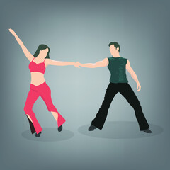 A couple performing bollywood style dance as seen in Indian movies.