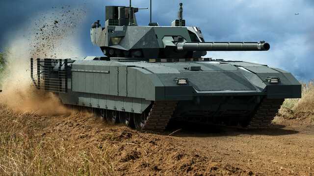 Russian tank of the latest generation T-14 Armata, on the training ground