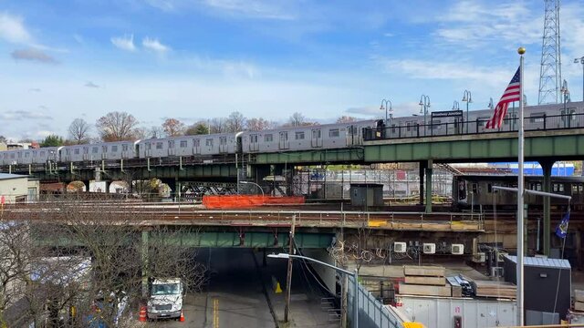 View Of Subway Trains At Broadway Junction