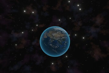 Obraz na płótnie Canvas 美しい地球と光る白い星