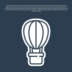 Blue line Hot air balloon icon isolated on blue background. Air transport for travel. Vector.