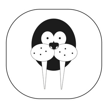 Walrus icon vector. Black and white picture of a walrus on a white background.