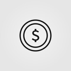 Money icon in line design style. Dollar coin symbol.