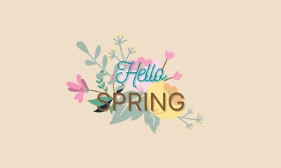 Spring time artwork with flower bouquet decoration on beige colors background