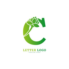 Initial letter C with natural logo vector concept element. letter C monogram, with organic floral fit for company and business