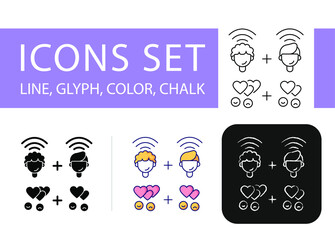 blogger and influencer icons set, two bloggers