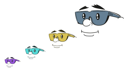 Cartoon face icons isolated on white background illustration.