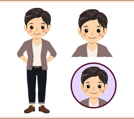 Young male student in a cardigan