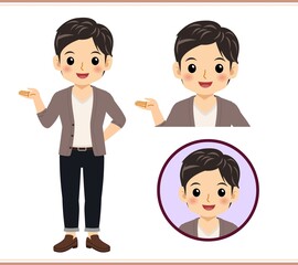 Young male student in a cardigan