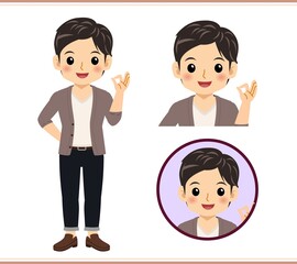 Young male student in a cardigan