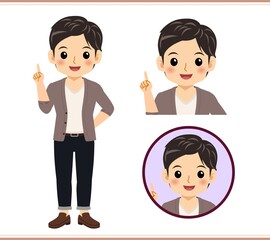 Young male student in a cardigan