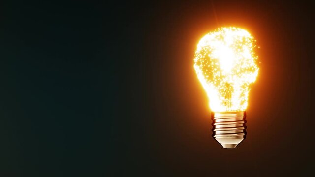 Magic Idea Glowing Creative Light Bulb 4k. High quality 4k footage