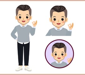 Young man in a gray sweater