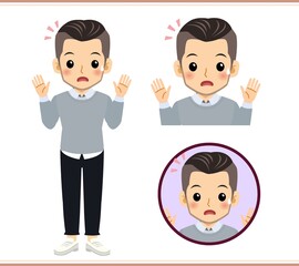 Young man in a gray sweater