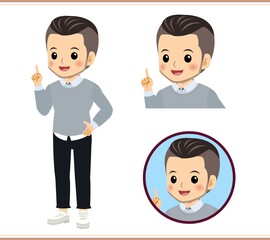 Young man in a gray sweater