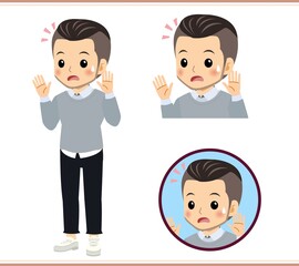 Young man in a gray sweater