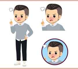 Young man in a gray sweater