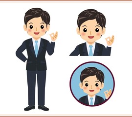 Male new employee with a light blue tie