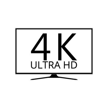 4K TV icon isolated on white background 
