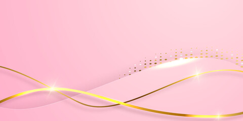 Pink background with luxury abstract golden triangles