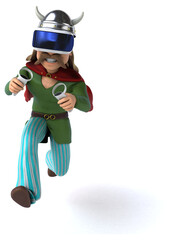 Fun 3D Illustration of a gaul with a VR Helmet
