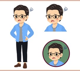 Young man with glasses dressed in blue