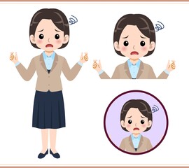 Young woman in beige suit