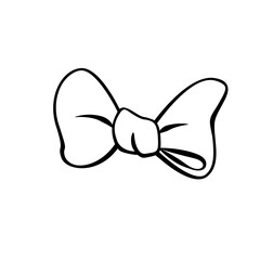 Vector outline bow ribbon. Doodles, coloring book, hand drawn. Simple illustration for Easter xmas birthday Valentines Day, wedding, holiday, gift, girl. Element of design, clip art