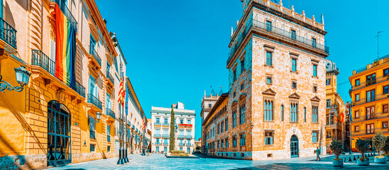 Palace of the Generalitat (Government) of Valencia on Square Man