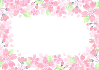 Fototapeta na wymiar 水彩で描いた桜のフレーム