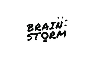 BRAINSTORM Poster Quote Paint Brush Inspiration Black Ink White Background