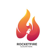 fire rocket gradient logo design template