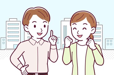 Young and healthy men and women at city