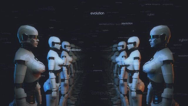 Futuristic Robots 4k. High quality 4k footage