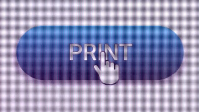 Print Click Extreme Close Up Front View 
Production of books, newspapers, or other printed material by a mechanical process involving the transfer of text or designs to paper.