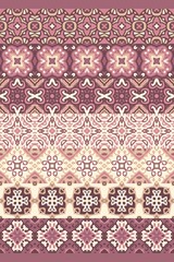 Abstract ornament for ceramic tiles. Decorative elements cocoa with milk color and coffee with milk color. Mediterranean, Portuguese, Moroccan, Persian motives.